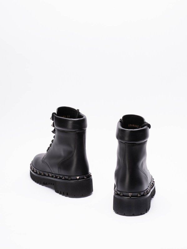 Valentino Rockstud Combat Boot in Calfskin 50MM