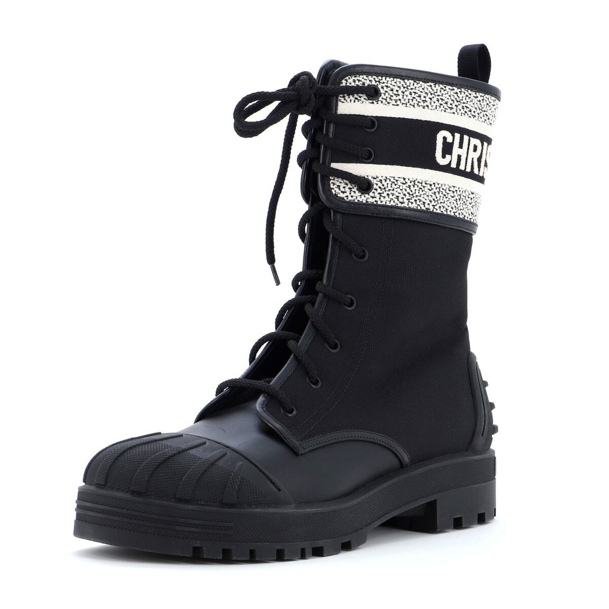 Dior Black Leather and Canvas D-major Ankle Boots