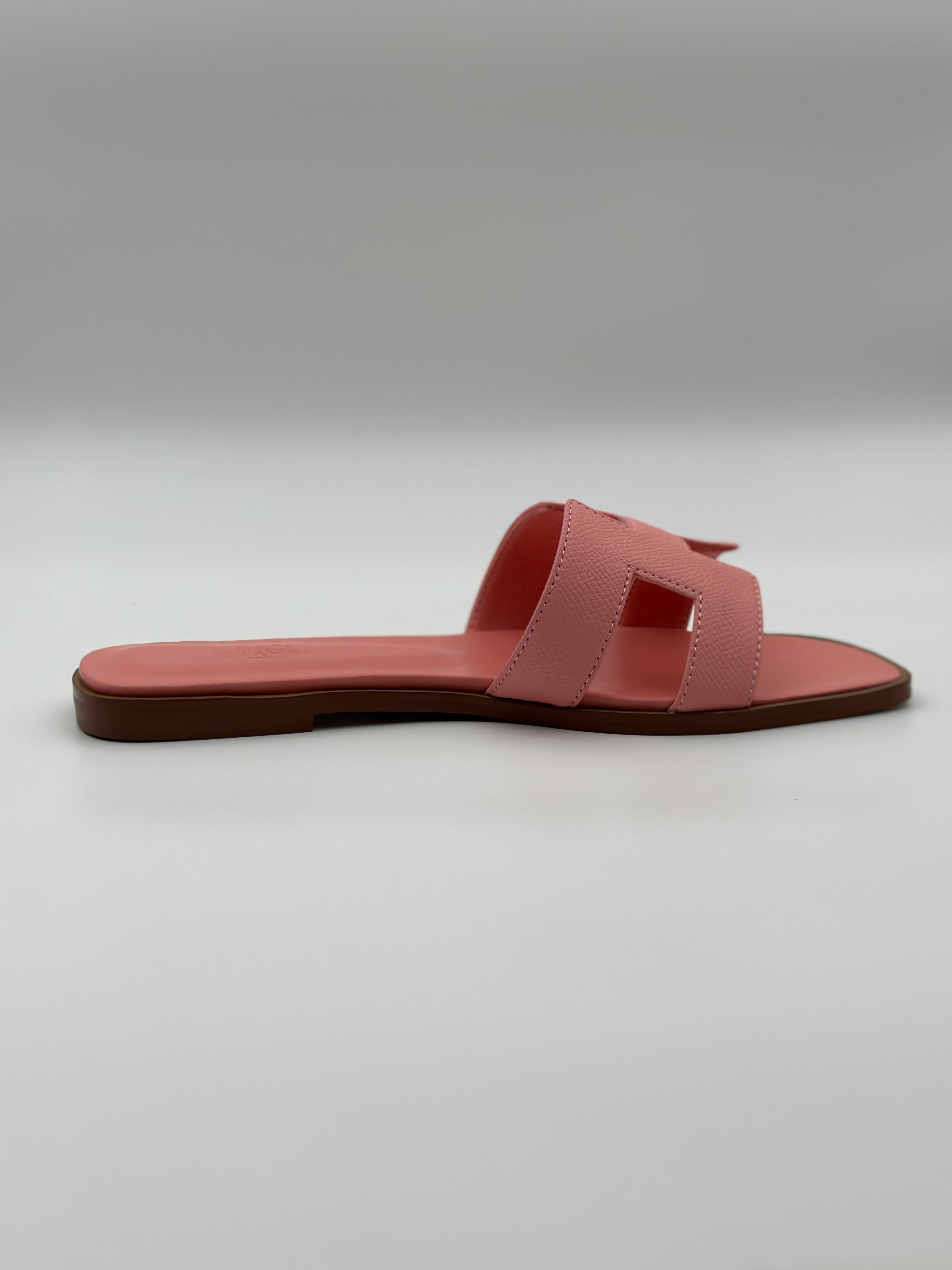 Hermes Oran Slippers " Pink "