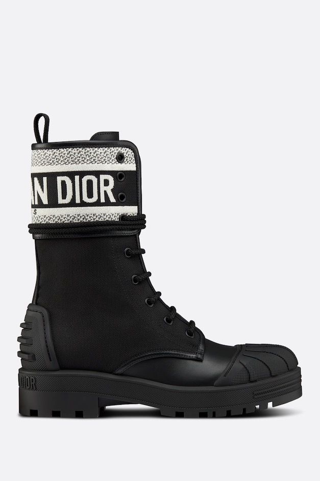 Dior Black Leather and Canvas D-major Ankle Boots